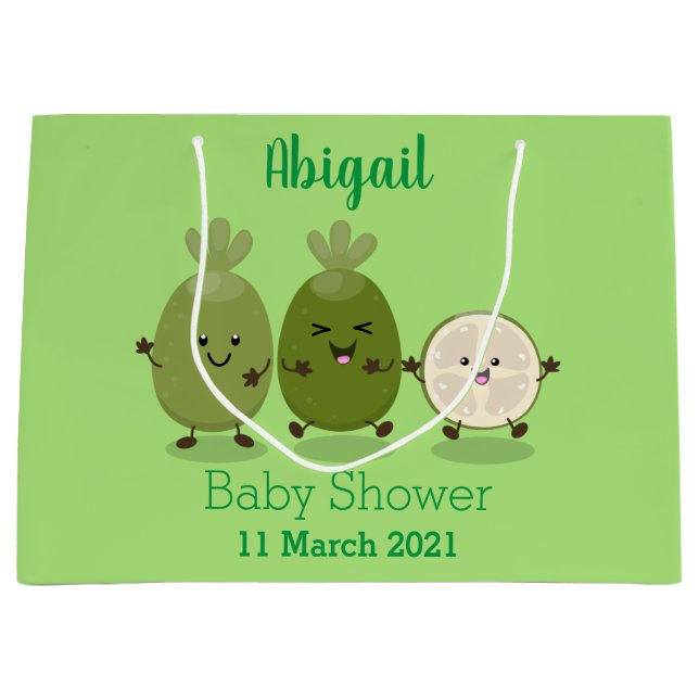 Cute pineapple guava feijoa cartoon illustration large gift bag (Front)