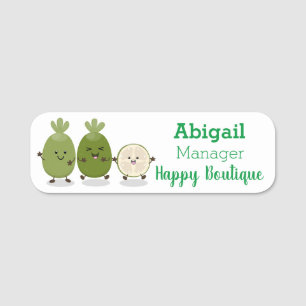 Cute pineapple guava feijoa cartoon illustration  name tag