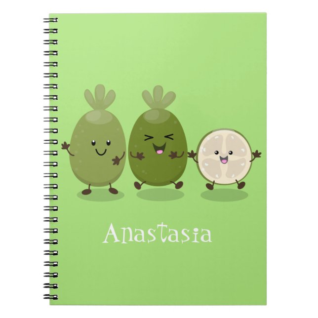 Cute pineapple guava feijoa cartoon illustration notebook (Front)