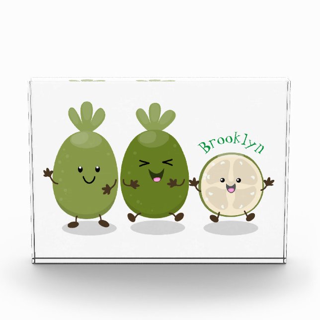 Cute pineapple guava feijoa cartoon illustration  photo block (Front)
