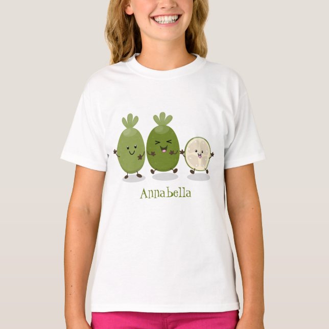 Cute pineapple guava feijoa cartoon illustration T-Shirt (Front)