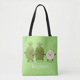 Cute pineapple guava feijoa cartoon illustration tote bag