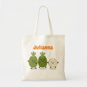 Cute pineapple guava feijoa cartoon illustration tote bag