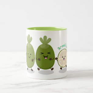 Cute pineapple guava feijoa cartoon illustration Two-Tone coffee mug