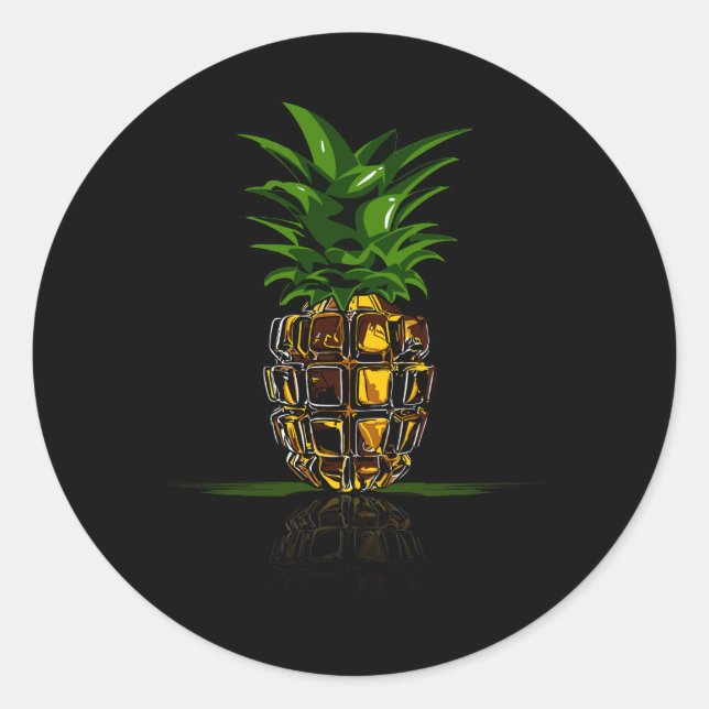 Cute Pineapple Hand Grenade Halloween Costume Mili Classic Round Sticker (Front)