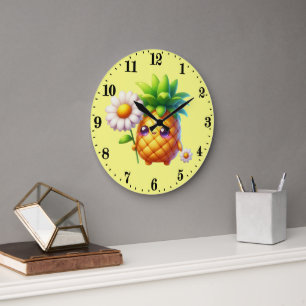 Cute pineapple lovers kitchen large clock