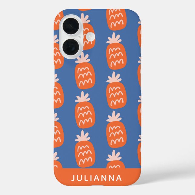 Cute Pineapple Pattern in Orange Blue Personalised Case-Mate iPhone Case (Back)