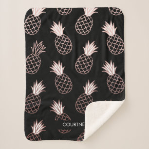 Cute Pineapple Pattern Sherpa Blanket