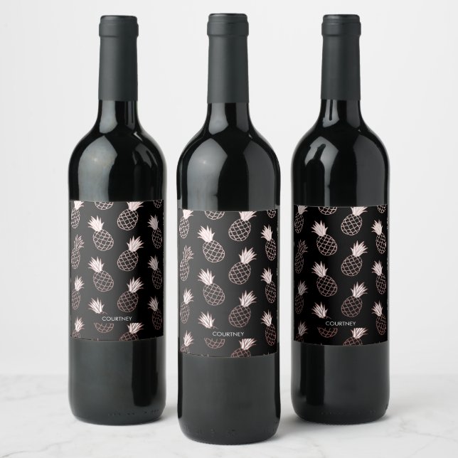Cute Pineapple Pattern Wine Label (Bottles)