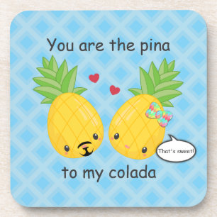 Cute Pineapple Pina Colada Valentines Day Coaster