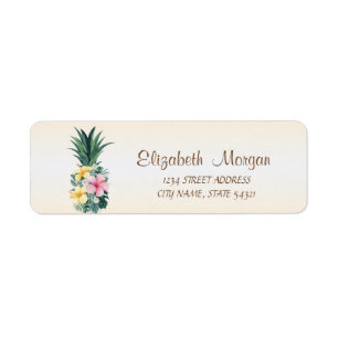Cute Pineapple Tropical Flowers Address Label