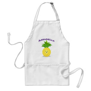 Cute pineapple tropical fruit cartoon illustration standard apron