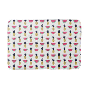 Cute Pineapple & Watermelon Doodle Pattern Bath Mat
