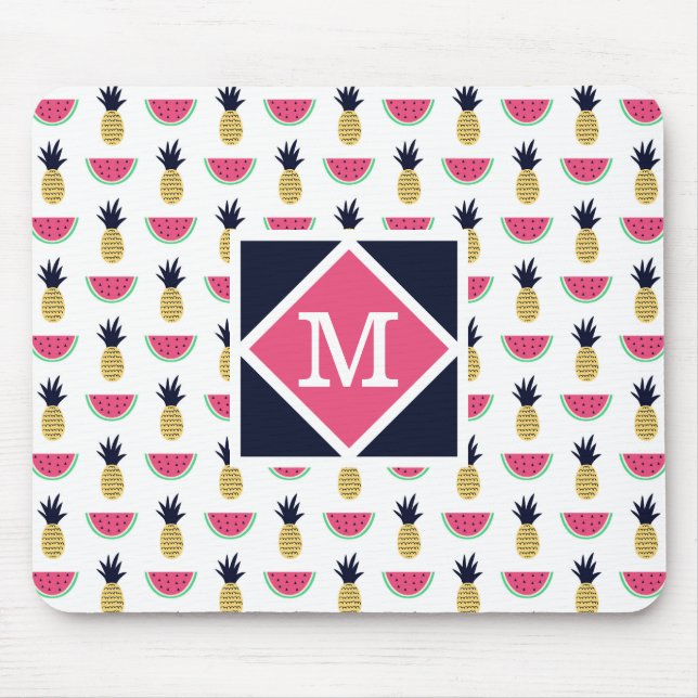 Cute Pineapple & Watermelon Doodle Pattern Mouse Mat (Front)