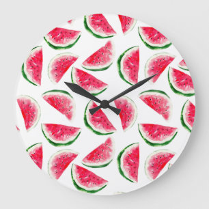 Cute Pineapple & Watermelon Pattern Large Clock