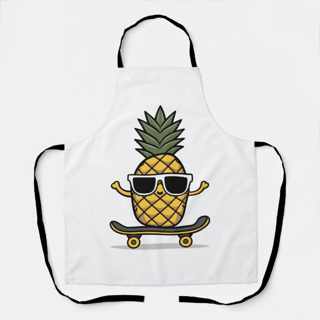 Cute Pineapple with Sunglasses on a Skateboard Apron (Front)
