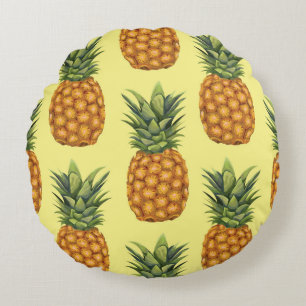Cute pineapples abstract illustration pattern round cushion