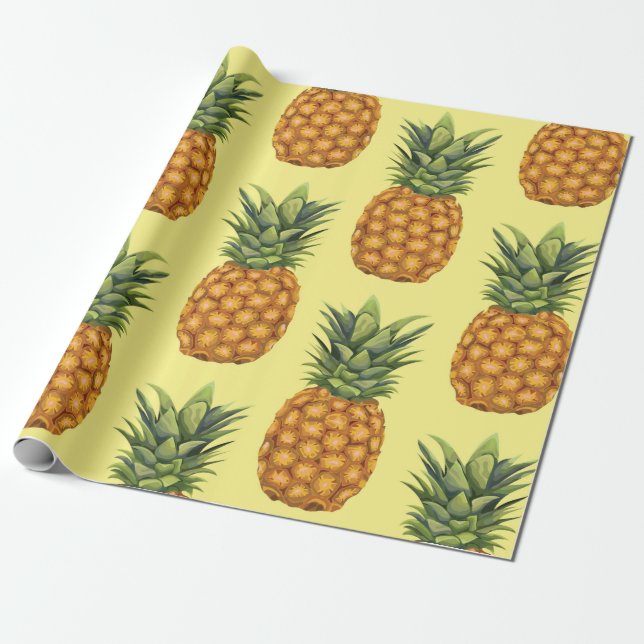 Cute pineapples abstract illustration pattern wrapping paper (Unrolled)