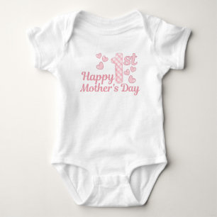 Cute Pink 1st Mother's Day with Love Baby Bodysuit