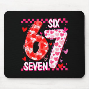 Cute Pink 67 Valentine Six Seven Funny Meme Women  Mouse Mat