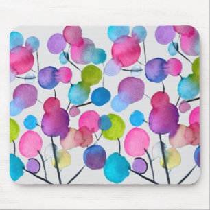 Cute pink abstract art tree mouse mat