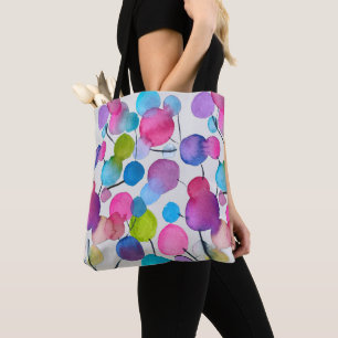 Cute pink abstract art tree tote bag