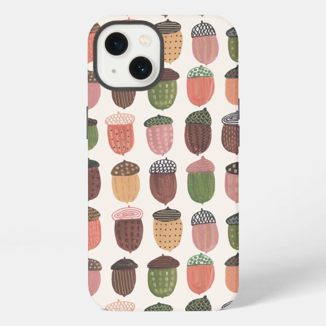 Cute pink Acorns Fall Autumn pastels pattern iPhone Case (Back)