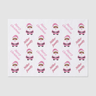Cute pink African-Americam Santa Claus Christmas  Tissue Paper