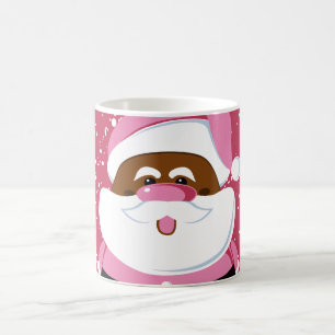 Cute pink African-American Santa Claus Christmas Coffee Mug