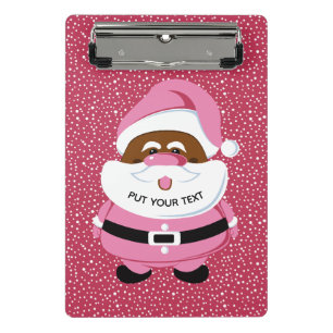 Cute pink African-American Santa Claus Christmas Mini Clipboard