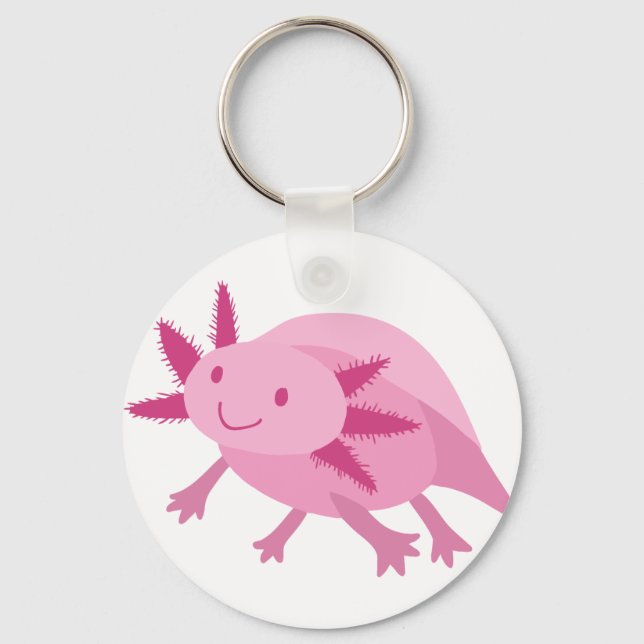 Cute Pink Albino Axolotl Key Ring (Front)