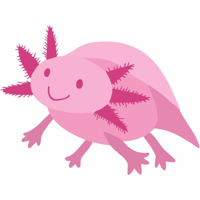 Cute Pink Albino Axolotl Standing Photo Sculpture (Front)