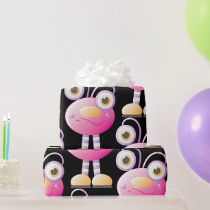 Cute Pink Alien With Big Eyes Wrapping Paper