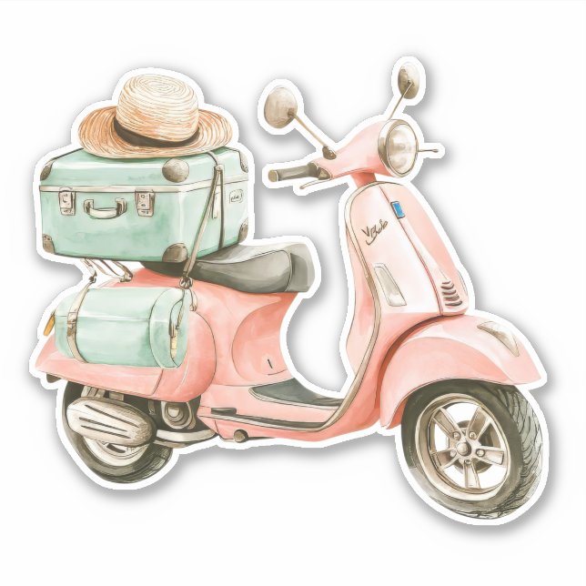 Cute Pink and Aqua Coastal Scooter (Front)