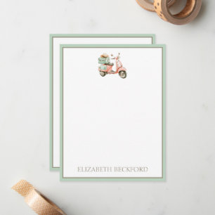 Cute Pink and Aqua Coastal Scooter Card