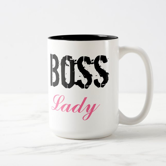 Cute Pink and Black Boss Lady Coffee Mug (Right)