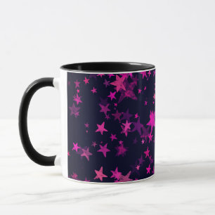 Cute Pink and Black Cosmic Star Pattern Mug