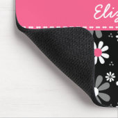 Cute Pink and Black Girly Mod Daisies With Name Mouse Mat (Corner)