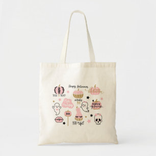 Cute Pink and Black Halloween Elements  Tote Bag