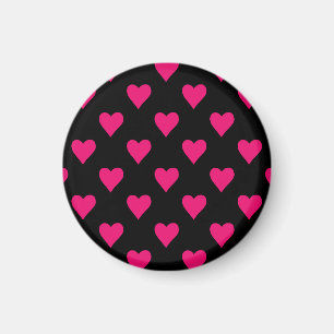 Cute Pink and Black Heart Pattern Magnet