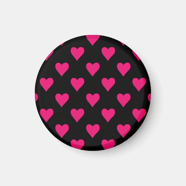 Cute Pink and Black Heart Pattern Magnet (Front)