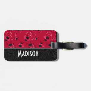 Cute Pink and Black Ladybug Luggage Tag