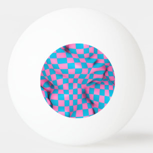 Cute Pink and Blue Abstract Chequerboard Pattern Ping Pong Ball