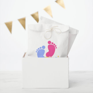 Cute Pink and Blue Baby Footprints Gender Reveal Favour Bags
