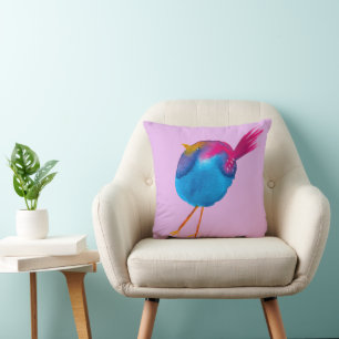 Cute pink and blue bird cushion