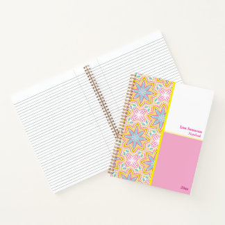 Cute Pink and Blue Flower Pattern Notebook