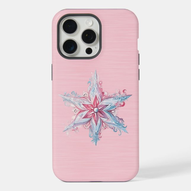 Cute Pink and Blue Giant Snowflake iPhone Case (Back)