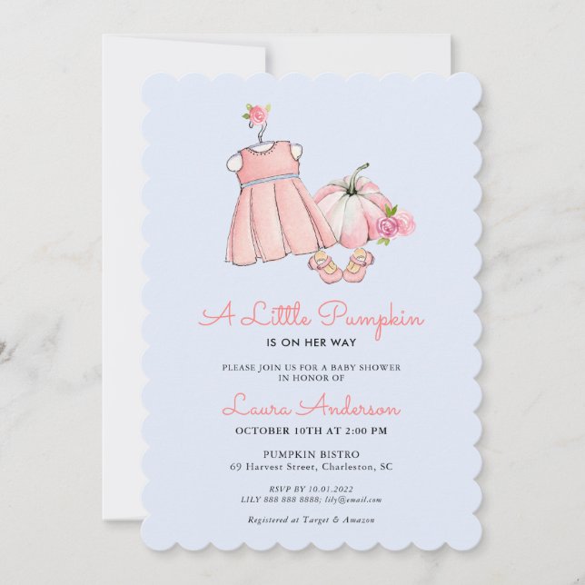 Cute Pink and Blue Girl Dress Baby shower Invitation (Front)