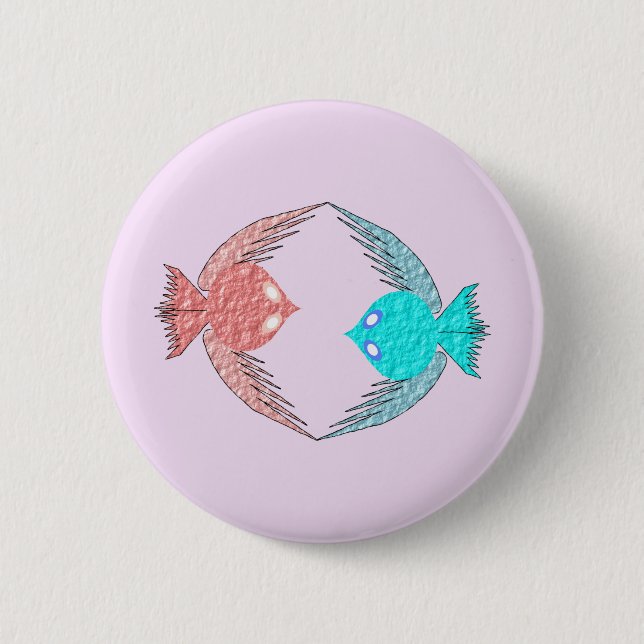 Cute Pink and Blue Love Birds 6 Cm Round Badge (Front)