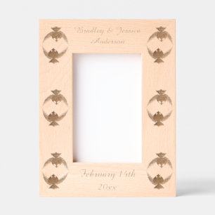 Cute Pink and Blue Love Birds Custom Wedding Etched Frames